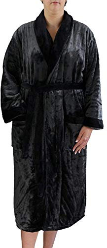 Gözze - Unisex Bademantel mit Schalkragen, Seiden-Feeling, 100% Mikrofaser, 330 g/m², Größe M - Anthrazit