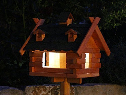 holzdekoladen Rechteckiges Vogelhaus mit Solarbeleuchtung Typ 7-8 (Grün, groß)