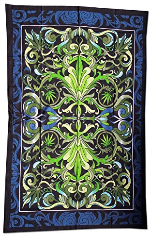 Schabanag Wandbehang - Tagesdecke, Batik Tuch, Goa 140cm x 210cm, Big-Leaf