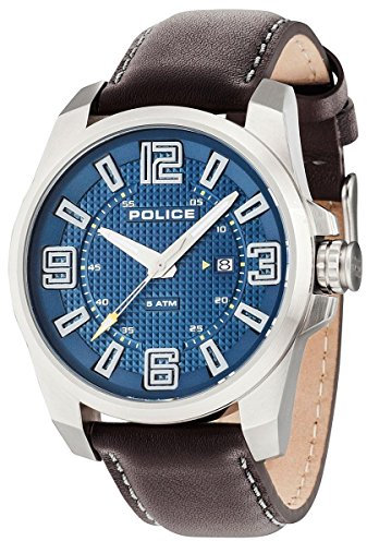 Police Herren Analog Quarz Uhr mit Leder Armband PL14762JS.03