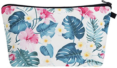 PREMYO Kosmetiktasche Klein für Handtasche - Schminktasche Damen Make Up Tasche - Federmappe Mädchen Etui Blumen