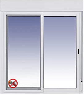 Ventanastock Ventana Aluminio 1000x1155 Corredera Con Persiana de PVC 2 hojas con Mosquitera