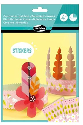 Maildor AF017C kreativ Sticker-Set (mit 2 Kronen zum Verzieren, ideal für Kinder ab 4 Jahren, ideales Bastelprojekt, Kronen) 1 Set