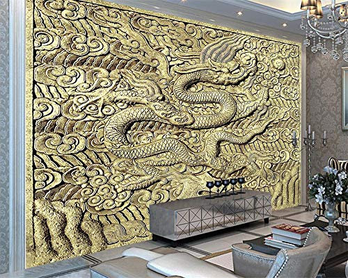 Carta da parati personalizzata Rilievo scolpito in pietra Drago arenaria Tv Sfondo Muro Soggiorno Camera da letto Sfondo 3D Wallpaper-150 * 105Cm