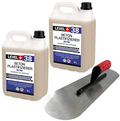 Kit d'additif béton professionnel 10 l + truelle de pose de sol béton Plastifiant liquide SET351