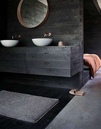 WECONhome Basics Badteppich, Badematte, kuscheliger Flauschiger weicher Flor, rutschfest und waschbar, Joris (80 x 150 cm, grau)