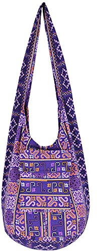 YOUR COZY Boho Crossbody Bag for Women – Handmade Cotton Sling Bag Lightweight Unisex Travel Purse with Zipper (Tribe_10)