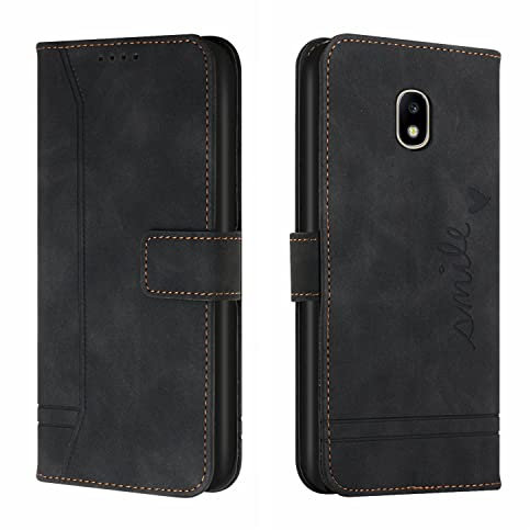 QIWEIQING Compatibili con Custodia Samsung Galaxy J5 2017, Cover a Libro Samsung J5 2017, Custodia in Pelle Galaxy J5 2017 Magnetica Cover per Galaxy J5 2017 (Eu Version) Black HX