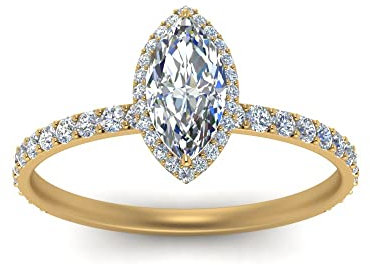 CaratYogi Superbe Bague Marquise plaquée Or 18 carats avec Zircon cubique Blanc pour la Saint-Valentin Tenue de fête Bague de promesse de Mariage Cadeau d'anniversaire pour Filles et Femmes 56