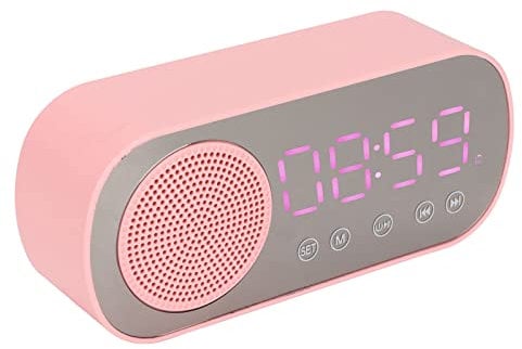 Reloj Despertador Digital con Altavoz Bluetooth, Reloj Digital de Radio FM, Altavoz de Reproducción HIFI Inalámbrico, Pantalla de Espejo LED, Carga Micro USB, para Niños, Adolescentes, Dormitorio