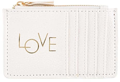 DRAEGER Paris - Porte-Carte - Love - 12,5 x 8 cm - Blanc - Zippé - Accessoire, Mode, Fashion, Tendance - Idée Cadeau Amis, Famille, Fête des Mères, Copine