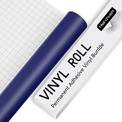 IModeur Matte Blue Vinyl Permanent, 30.5 x 305 cm(12'' x 10 Ft) BLue Permanent Vinyl for Cutting Machines and Silhouette Cameo, Adhesive Vinyl for Cup, Window, Home Decor, other DIY Projects