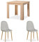 Homestyle4u 2378, Essgruppe mit 2 Stühlen Holz Braun, Esstisch 80 x 80 cm Küchentisch mit Stühle Grau