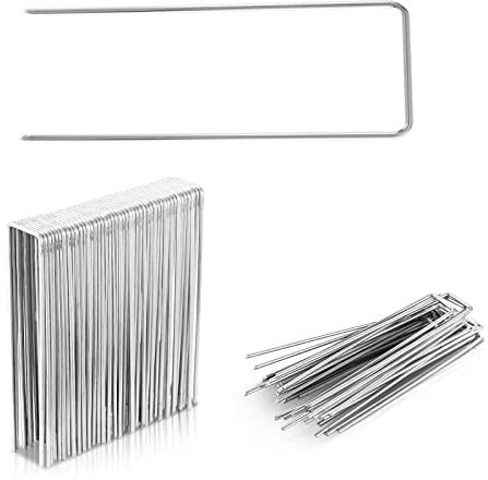 MAMIZO Anti-Rost Erdanker aus Stahl 200 Stück - Stabile Bodenanker für Unkrautvlies, Gartenvlies, Zaun & Camping - 150 MM Lang, 25 MM Breit, Ø 3 MM