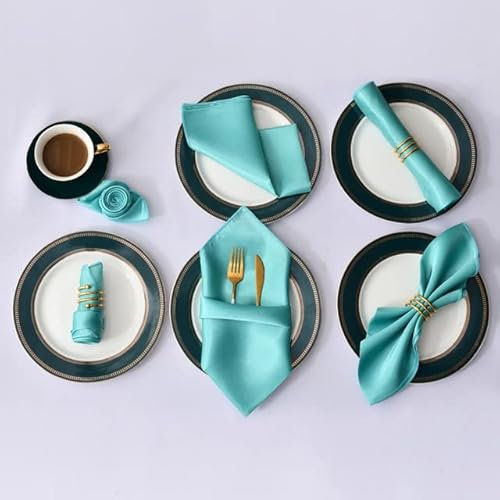 YOGAY 12 quadratische Servietten aus Satin mit Hohlsaum, 30 x 30 cm, weiche Cocktailservietten für Partys, Hochzeiten, Tischdecken, weiche Küchenservietten