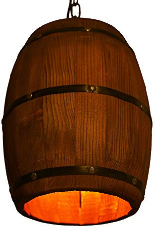 Kreativ Holzfass Pendelleuchte Amerikanischen land stil Minimalismus Vintage Pendellampe Loft Café Bar Hängelampe Höhenverstellbar Esszimmer Wohnzimmer Restaurant Kronleuchter Ø24cm*H30CM E26
