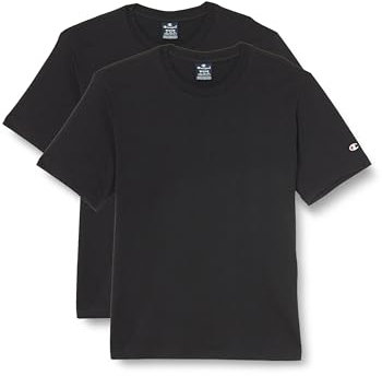 Champion Herren Legacy Icons-S/S 2p Crewneck T-Shirt, Schwarz, Large (2er Pack)