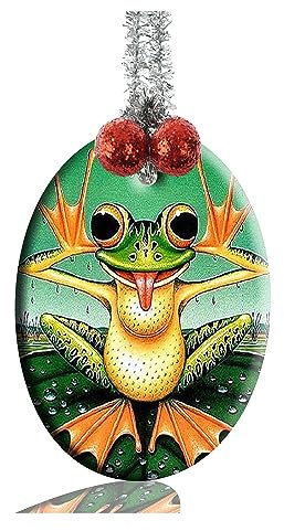 FQJNS Nette Frosch Weihnachten Ornament Geschenke 2023 Weihnachtsbaum Dekorationen Keramik Ornament Porzellan Weihnachtsschmuck
