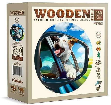 Wooden.City Holzpuzzles Happy Dog 250 Teile - Lebendige Holzpuzzles für Erwachsene - Herausfordernde Holzschnittpuzzles - Tierförmige Puzzles - Einzigartige Holzpuzzle für Erwachsene - Puzzle