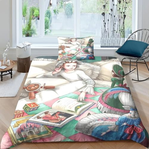 GIOSBR Christmas Quilt Cover 3D Printed Nutcracker Duvet Cover Comforter Covers for Boys Girls with Zipper Closure with Pillow Cases Soft Microfiber Bedding Set 2 Pieces Single（135x200cm）