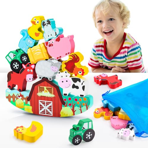 DejaNard Spiele ab 2 3 4 5 Jahren, Montessori Spielzeug ab 2 3 4 5 6 Jahre Mädchen Junge Kinder Geschenk Mädchen Junge 3-5 Jahre Kinderspielzeug ab 2-4 Jahre Holzspielzeug Bauernhof Spielzeug