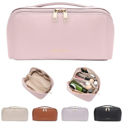 GOLF QUALITY Kosmetiktasche Reise Kulturbeutel Damen, Große weit offene Reisetasche für Toilettenartikel, Kulturtasche, Waschtasche Damen mit Griff, Rosa Make Up Bag Taschen Organizer