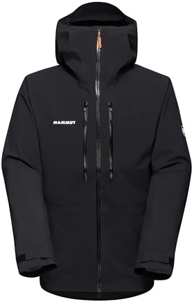 Mammut Chaqueta Hardshell para hombre, serie Taiss, XXL, negra, con capucha, chaqueta funcional DRYtechnology Pro 3 L, Negro, XXL