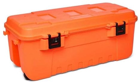 PLANO Sportsman's Trunk - Large 102ltr,Blaze Orange, Military-Grade Storage Box with Lid, Heavy Duty, Large, Camping & Army Storage Trunks, Perfect for Hunting, Paintball, Airsoft or Home Storage