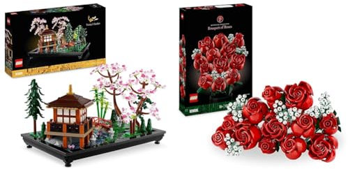 LEGO Icons Garten der Stille, Botanical Zen-Garten-Set für Erwachsene mit Lotusblumen & Icons Rosenstrauß, künstliche Blumen als Zimmer-Deko, Botanical Collection-Set