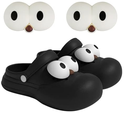 Yezmo 2PCS Big Eyes Shoe Charms, Funny Eyes Shoe Decoration Charms for Girls Kids Adults Women Clogs Slides Sandals Gifts (white)