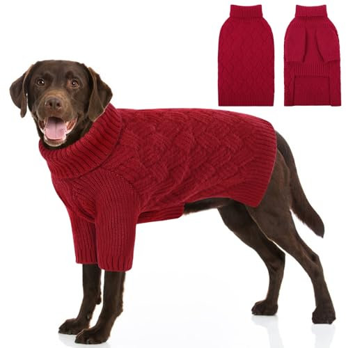 SUNFURA Hundepullover für große Hunde, XL-Hundepullover für den Winter, extragroßer Hundepullover für Hunde, Mädchen, Jungen, Haustier-Strickwaren, Herbst-Sweatshirt für Pitbull, Labrador Retriever,