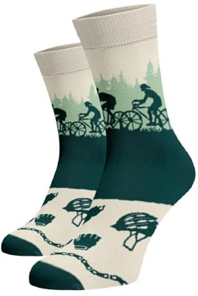 BENAMI | Lustige Socken mit Fahrrad-Muster | Baumwoll-Hochsocken für Damen und Herren