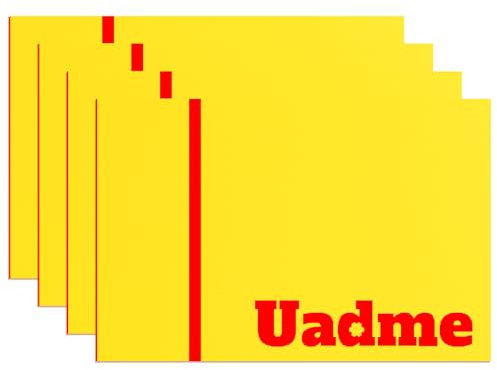 Uadme Feuille Plastique ABS, 4 Pièces Panneau Plastique, Plaque Gravée Personnalisée 30x20 cm, Plaque Acrylique pour Gravure Laser, Épaisseur 1,3 mm, pour Bureau à Domicile (Rouge sur Jaune)