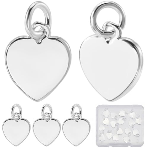 Beebeecraft 1 Box 20 Herzanhängern 925 Sterling Silber Plattierte Anhänger In Herzform Mit Biegeringen Zur Schmuckherstellung Valentinstag Halsketten Ohrringe Armbänder DIY Bastelarbeiten