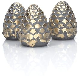 Generisch Tannenzapfen aus Beton | Herbstdeko | Weihnachtsdeko | optional z.B. mit Blattkupfer | Weihnachten | ab 4.99 Euro (3 Tannenzapfen, Gold, Dunkelgrauer Beton)