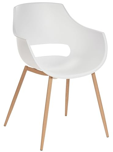 Beliani Esszimmerstuhl 4er Set Kunststoff Eisen Holzoptik weiß moderner Stil Millers