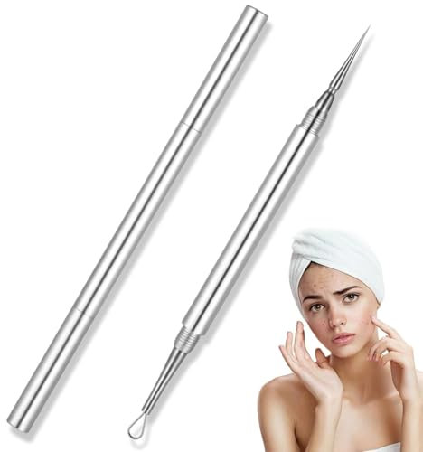 IKOPFLN 1 Stück Mitesserentferner, pickel ausdrücken werkzeug, komedonenquetscher, pinzette mitesserentferner