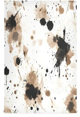 SKYSHU Paquete de 4 paños de cocina con salpicaduras de tinta marrón café, paños de cocina suaves y absorbentes, reutilizables, lavables para decoración del hogar, cocina, bar, mesa, 28 x 18 pulgadas