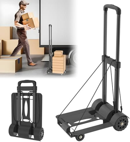 UISEBRT Sackkarre Klappbar,Transportwagen Faltbarer,Einkaufstrolley mit 2 Häkchen, Handwagen Rollwagen für Einkaufen,Camping,Transport von Reiseartikeln,bis 50kg Tragraft