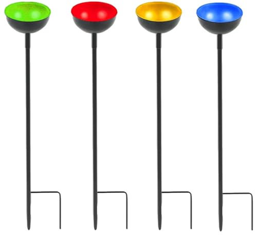 4Pcs Bee Watering Station 27.6x2x2'' Iron Bee Cups with U-Shaped Base Adjustable Bee Drinking Cups for Garden Yard Outdoor Decor