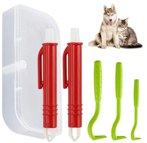 WUSJCOF Set de Pinzas Garrapatas para Perros, Gatos y Humanos - Kit de 3 Quita Garrapatas y 2 Pinzas Garrapatas, Antigarrapatas Seguro para Mascotas y Niños