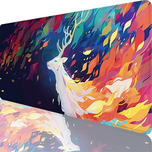 Mauspad Schwarz Mauspad XXL 1600x800x3 mm XXL Mousepad REH Mousepad Gaming Zubehör mit Vernähten Kanten Design, Waschbares Mouse Pad Wasserdicht und Langlebig für Maus und Tastatur, Office Deko 46-Xt