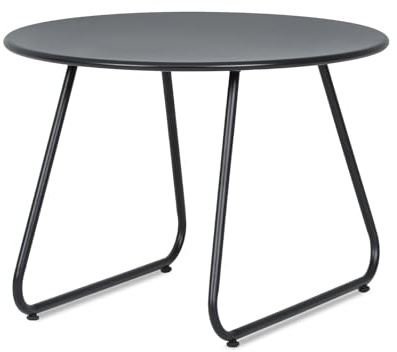 Athena Collection Outdoor Terrasse Beistelltisch Klein Rund Metall Outdoor Terrasse Couchtisch Wasserdicht Wetterbeständig für Innen Draußen Bistro Balkon Veranda Garten Schwarz