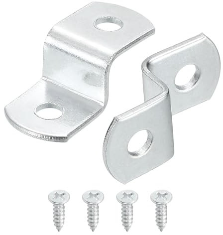 sourcing map 50 Pcs 3/8 Offset Canvas Clips, Picture Framing Mirror Clips Z Shape Canvas Painting Mounting Clips with 2 Mounting Hole with Screws, Silver