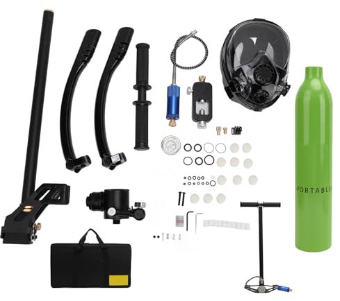 UPALDHOU Bouteille de Plongée avec Masque et Tuba, Ensemble Respiratoire de Plongée Portable de 0,5 L, Adapté à sous-Marine et au Snorkeling (Vert)