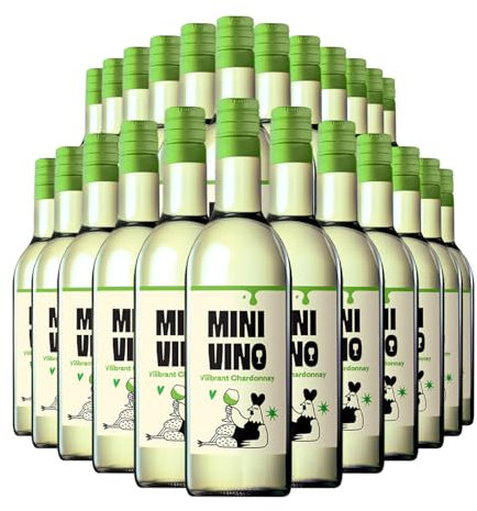 Minivino Chardonnay White Wine 12.5% ABV | 24 x 18.7cl Single-Serve PET Bottles | Australian Wine | Smooth & Fruity | Ready to Drink | Ideal for Picnics, Parties & On-the-Go