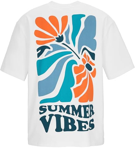 Spitzbub Oversized T-Shirt Herren – Weiß – Sommerlicher Rückenprint & dezenter Frontprint – 100% Baumwolle – Superweicher Jersey