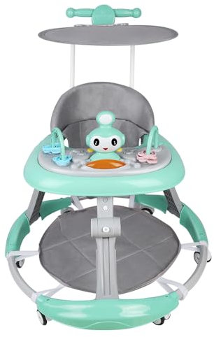 Trotteur Bébé Pliable, Station de Jeu Électronique Amovible avec Lumières et Mélodies, Hauteur Réglable, Rangement Facile, 6 Mois et Plus-70 * 70 * 91cm- Bleu