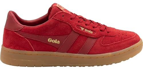 Gola Women's Hawk Suede '86 Sneaker, Red/Gum, 3 UK