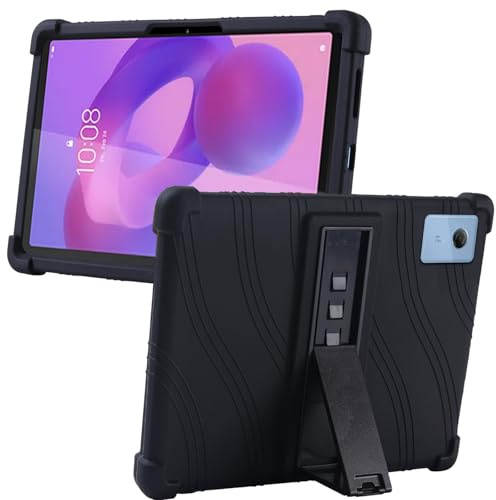 MEMELOKA Coque pour Lenovo Idea Tab Tablet/Tab K11 Gen 2 11 Pouces, Étui de Protection Antichoc en Silicone Souple avec Réglable Support[Anti-Rayures], Noir